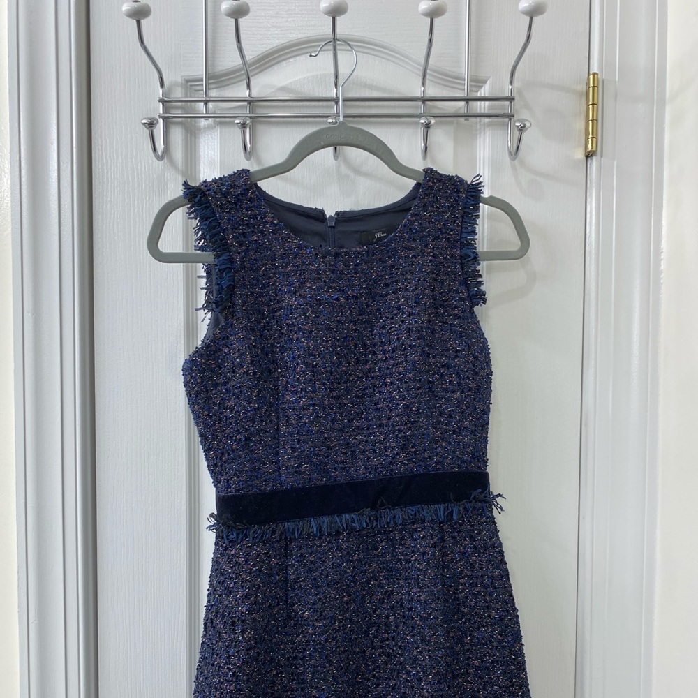 Jcrew navy sparkly tweed dress